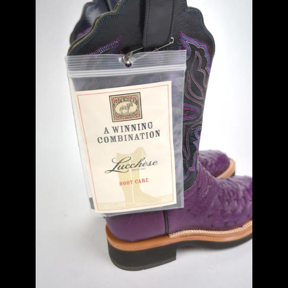 [SOLD] NWT LUCCHESE 2000 Women's Sz 6B Purple Ostrich Leather Boots T1506HD - Picture 4 of 10